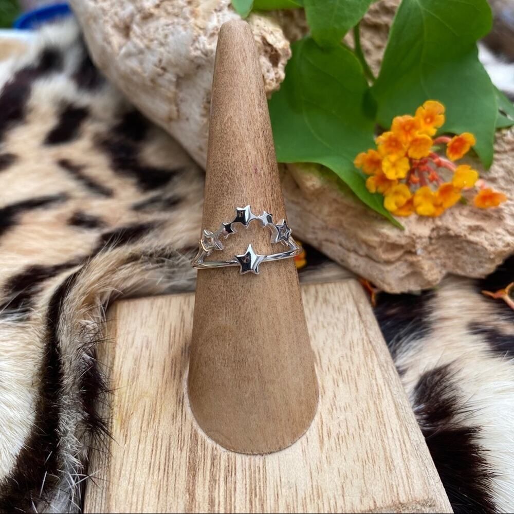 Multi Star Cluster Sterling Silver Ring Size 6
